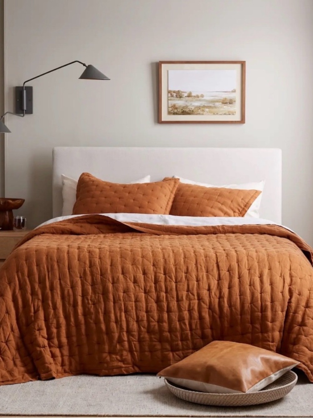 QUINCE European Linen Dream Quilt King/Cal King Terracotta